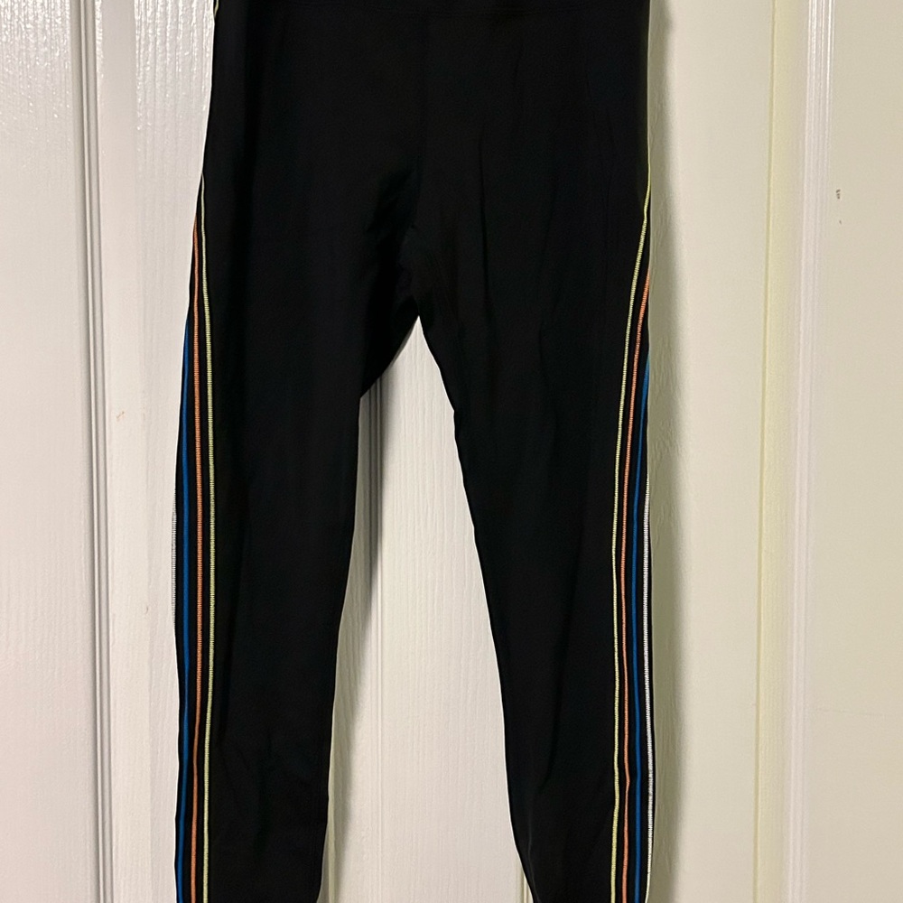 ZYIA Black Leggings with Rainbow Stripes